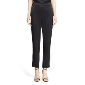 St John Caviar Emma Black Liquid Satin Pants Size 10
